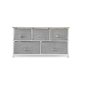 Homeroots 39" Gray And White Steel And Fabric Five Drawer Dresser  Steel And Fabric 470352