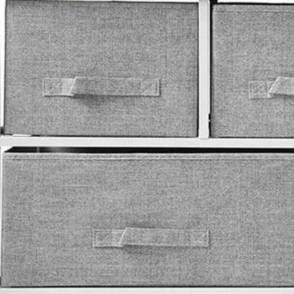Homeroots 39" Gray And White Steel And Fabric Five Drawer Dresser  Steel And Fabric 470352