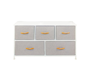 Homeroots 39" White And Gray Steel And Fabric Five Drawer Dresser  Steel And Fabric 470358