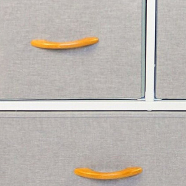 Homeroots 39" White And Gray Steel And Fabric Five Drawer Dresser  Steel And Fabric 470358