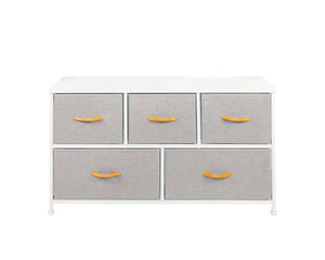 Homeroots 39" White And Gray Steel And Fabric Five Drawer Dresser  Steel And Fabric 470358