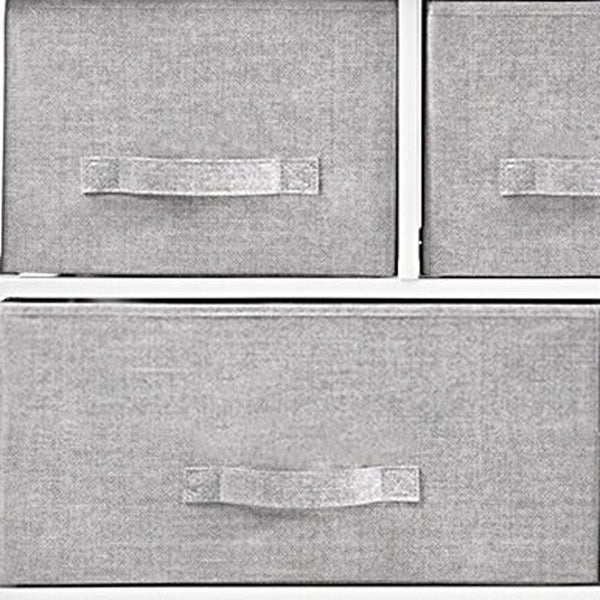 Homeroots 39" Gray And White Steel And Fabric Five Drawer Dresser  Steel And Fabric 470360