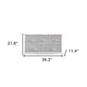 Homeroots 39" Gray And White Steel And Fabric Five Drawer Dresser  Steel And Fabric 470360