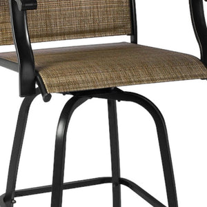 Homeroots Set Of Two 51" Brown Swivel Indoor Outdoor Bar Height Chairs With Footrest   470373