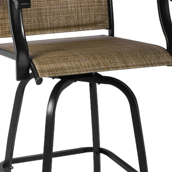 Homeroots Set Of Two 51" Brown Swivel Indoor Outdoor Bar Height Chairs With Footrest   470373
