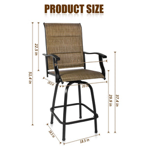 Homeroots Set Of Two 51" Brown Swivel Indoor Outdoor Bar Height Chairs With Footrest   470373
