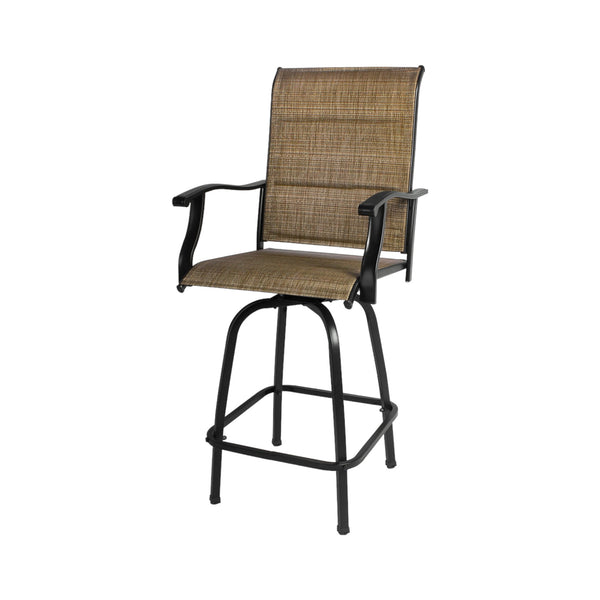 Homeroots Set Of Two 51" Brown Swivel Indoor Outdoor Bar Height Chairs With Footrest   470373