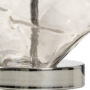 Wildwood Ice Sculptural Smoked Glass Lamp With Polished Nickel Base, Ambient Glow & Built-In Usb/Data Port 47038