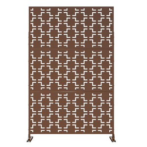 HomeRoots 76" Brown Steel Three-Panel Screen Divider - Elegant Privacy Solution with Translucent Design & Flexibility 470391