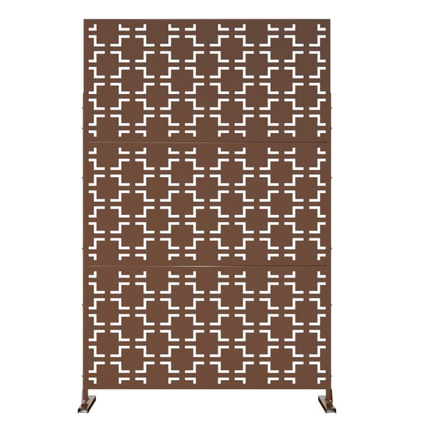 HomeRoots 76" Brown Steel Three-Panel Screen Divider - Elegant Privacy Solution with Translucent Design & Flexibility 470391