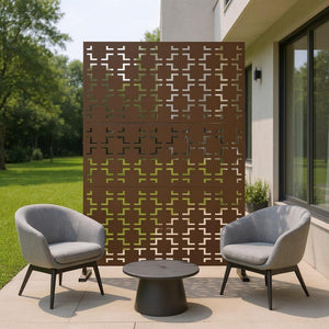 HomeRoots 76" Brown Steel Three-Panel Screen Divider - Elegant Privacy Solution with Translucent Design & Flexibility 470391