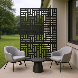 HomeRoots 76" Black Steel Three-Panel Room Divider - Modern Design for Stylish Spaces & Enhanced Privacy Solutions 470393
