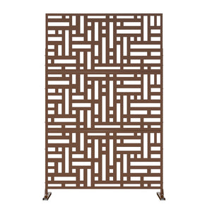 HomeRoots 76" Stylish Brown Steel Three-Panel Room Divider - Durable, Elegant Privacy Screen for Home & Patio 470394