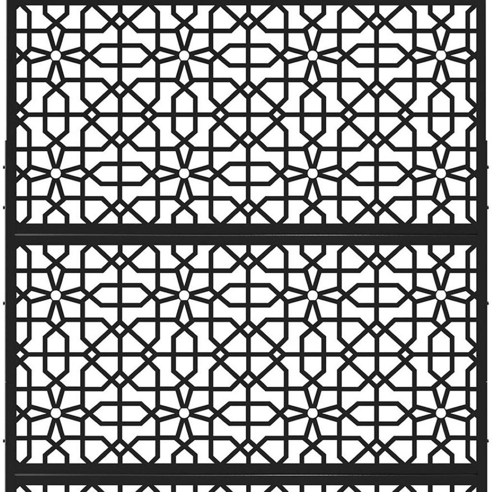 HomeRoots 76" Black Steel Three-Panel Room Divider Screen - Modern Industrial Design for Stylish Space Definition 470396