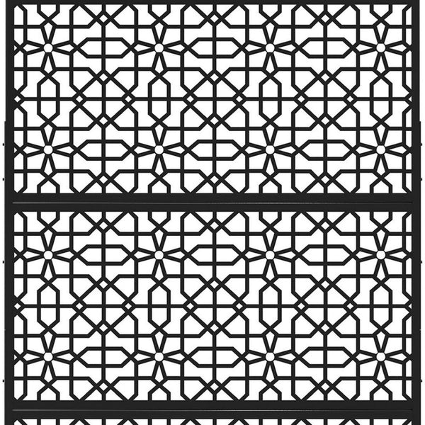 HomeRoots 76" Black Steel Three-Panel Room Divider Screen - Modern Industrial Design for Stylish Space Definition 470396