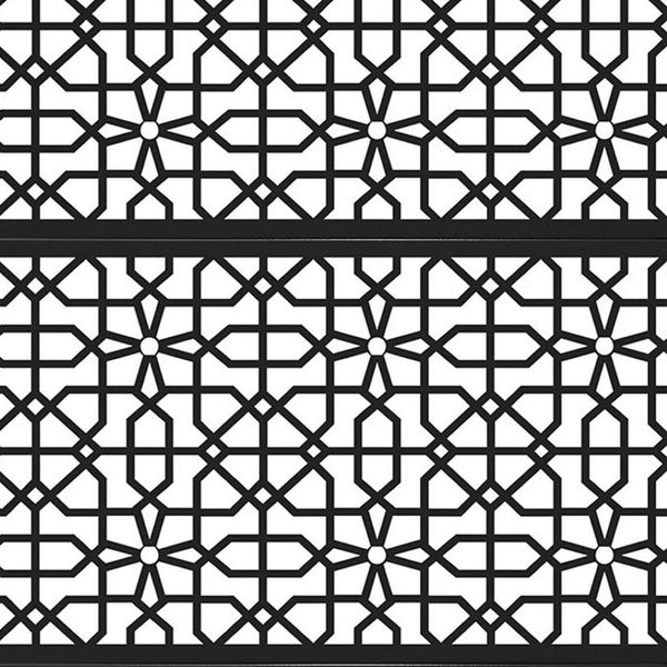 HomeRoots 76" Black Steel Three-Panel Room Divider Screen - Modern Industrial Design for Stylish Space Definition 470396