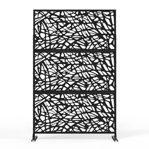HomeRoots 76" Black Steel Three-Panel Room Divider – Stylish Privacy Screen for Modern Indoor & Outdoor Spaces 470399