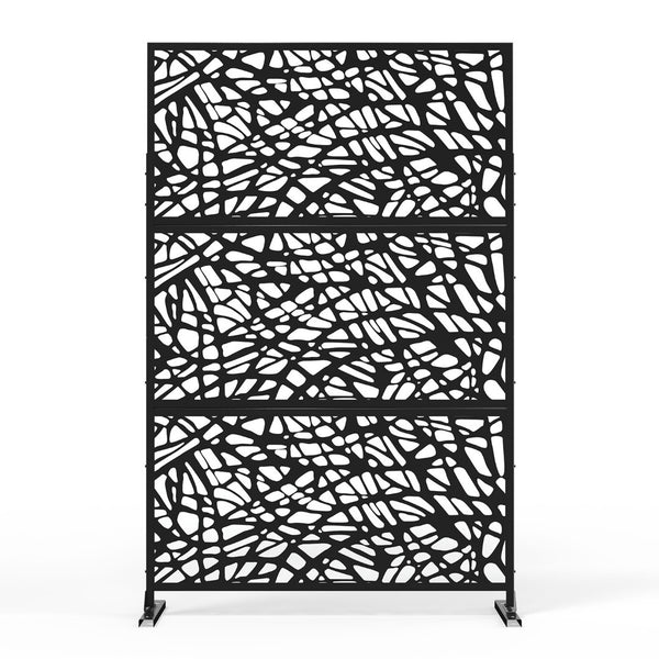 HomeRoots 76" Black Steel Three-Panel Room Divider – Stylish Privacy Screen for Modern Indoor & Outdoor Spaces 470399