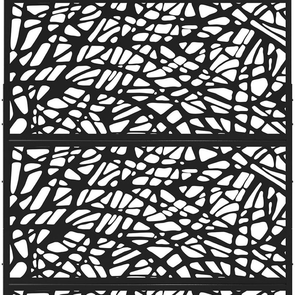 HomeRoots 76" Black Steel Three-Panel Room Divider – Stylish Privacy Screen for Modern Indoor & Outdoor Spaces 470399