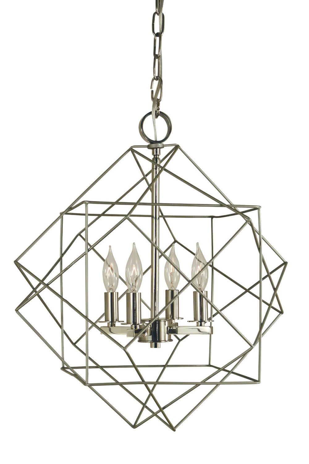 Framburg 4-light Modern Cage Chandelier – Elegant Design, Made In The Usa, Perfect For Any Space Decor Satin Pewter With Polished Nickel Metal 4704 Sp/Pn