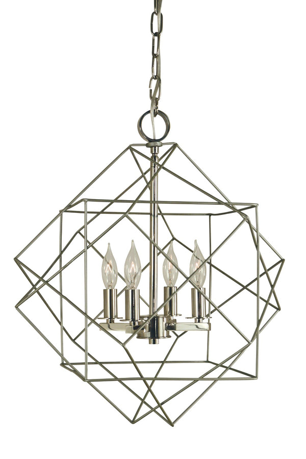 Framburg 4-light Modern Cage Chandelier – Elegant Design, Made In The Usa, Perfect For Any Space Decor Satin Pewter With Polished Nickel Metal 4704 Sp/Pn