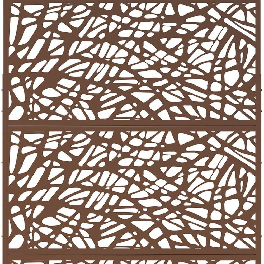 HomeRoots 76" Brown Steel Three-Panel Room Divider Screen - Elegant Privacy Solution with Reversible Design 470400
