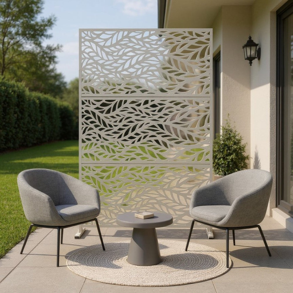 HomeRoots 76" White Steel Three-Panel Room Divider Screen for Modern Privacy, Style, and Versatile Decor 470404