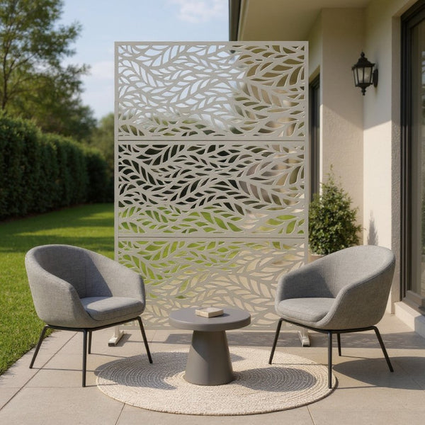 HomeRoots 76" White Steel Three-Panel Room Divider Screen for Modern Privacy, Style, and Versatile Decor 470404