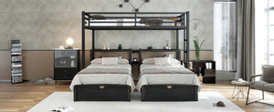 English Elm Twin Triple Bunk Bed Metal L-shaped Frame Sleeps Three Kids White Finish W1580S00480