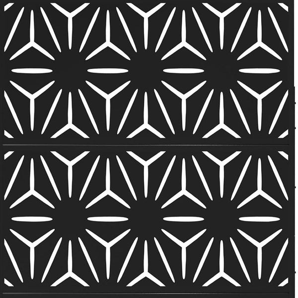 HomeRoots 76" Black Steel Three Panel Room Divider - Modern Industrial Design for Stylish Space Separation 470405