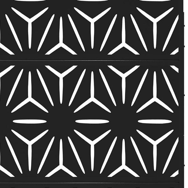 HomeRoots 76" Black Steel Three Panel Room Divider - Modern Industrial Design for Stylish Space Separation 470405