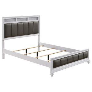 English Elm Talia Queen Panel Bed - White & Grey Upholstered Design With Metallic Accents For Modern Elegance B062S01079-GIGA