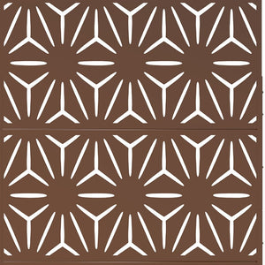 HomeRoots 76" Brown Steel Three Panel Room Divider - Elegant Translucent Screens for Indoor & Outdoor Spaces 470406