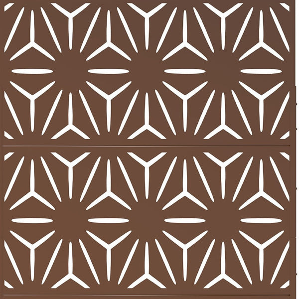 HomeRoots 76" Brown Steel Three Panel Room Divider - Elegant Translucent Screens for Indoor & Outdoor Spaces 470406