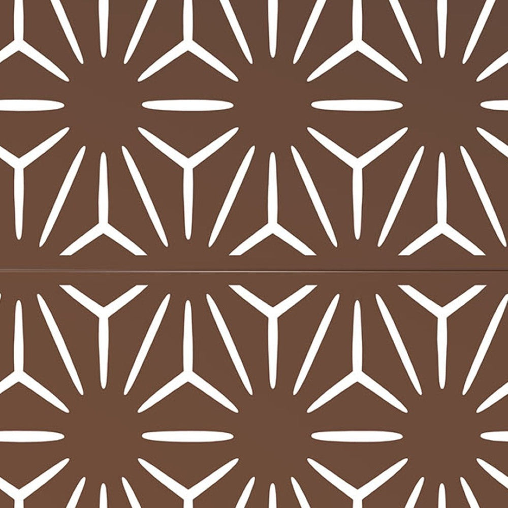HomeRoots 76" Brown Steel Three Panel Room Divider - Elegant Translucent Screens for Indoor & Outdoor Spaces 470406