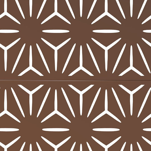 HomeRoots 76" Brown Steel Three Panel Room Divider - Elegant Translucent Screens for Indoor & Outdoor Spaces 470406