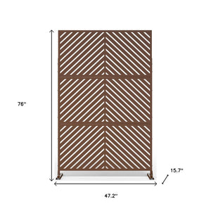 HomeRoots 76" Brown Steel Three Panel Room Divider - Stylish Privacy Screen for Indoor & Outdoor Spaces 470409