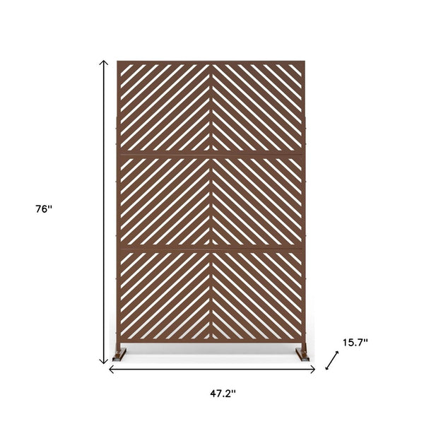 HomeRoots 76" Brown Steel Three Panel Room Divider - Stylish Privacy Screen for Indoor & Outdoor Spaces 470409