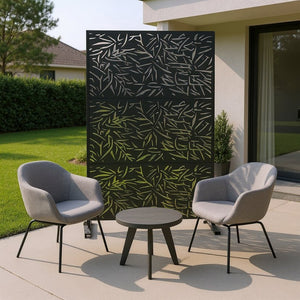 HomeRoots 76" Black Steel Three-Panel Room Divider – Modern Translucent Design for Stylish Privacy & Versatility 470411