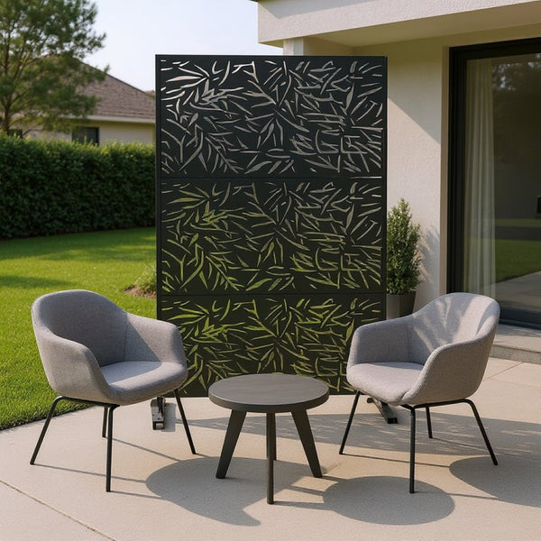 HomeRoots 76" Black Steel Three-Panel Room Divider – Modern Translucent Design for Stylish Privacy & Versatility 470411