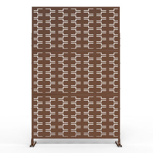 HomeRoots 76" Brown Steel Three Panel Room Divider - Stylish Privacy Screen for Home & Office Spaces 470415
