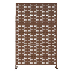 HomeRoots 76" Brown Steel Three Panel Room Divider - Stylish Privacy Screen for Home & Office Spaces 470415