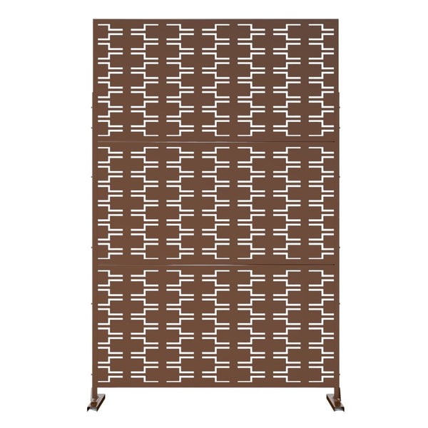 HomeRoots 76" Brown Steel Three Panel Room Divider - Stylish Privacy Screen for Home & Office Spaces 470415