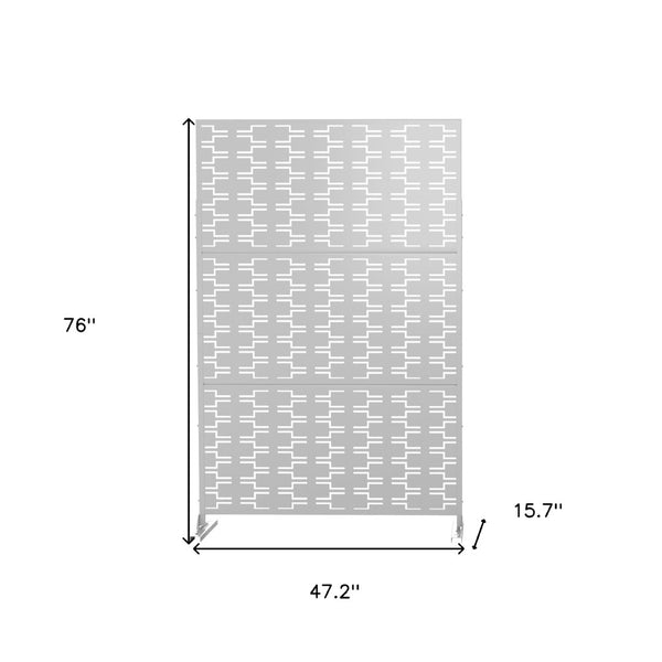 HomeRoots 76" Modern White Steel Three-Panel Room Divider - Stylish, Durable, and Versatile for Any Space 470416