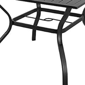 Homeroots 37" Black Square Metal Outdoor Dining Table With Umbrella Hole  Metal 470421