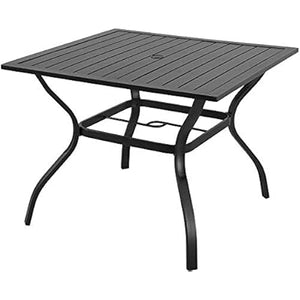Homeroots 37" Black Square Metal Outdoor Dining Table With Umbrella Hole  Metal 470421