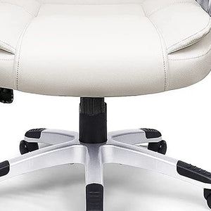Homeroots White Leather Executive Chair With Lumbar Support  Steel 470435