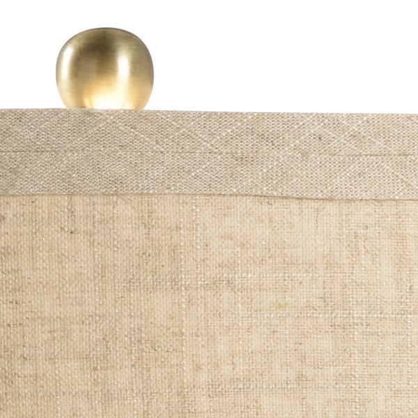 Wildwood Asher Open-Frame Antique Brass Table Lamp With Tan Linen Shade, Built-In Usb & Data Port For Hotels 47044