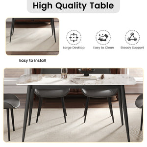 English Elm 62.99" Modern Artificial Stone White Pandora Dining Table With Curved Edges For 6 - Chic Design! W1535S00499