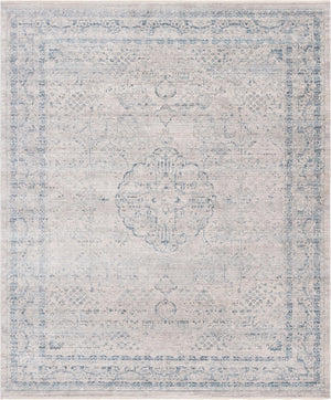 Unique Loom Noble Henry Machine Made Medallion Rug Ivory, Gray/Navy Blue/Beige/Light Blue 9' 0" x 11' 3"